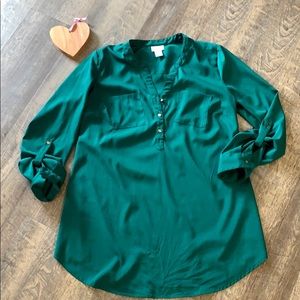 Emerald Green with gold Maternity Blouse